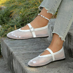 Camille Flat Sandals detail view styled for Avrienne