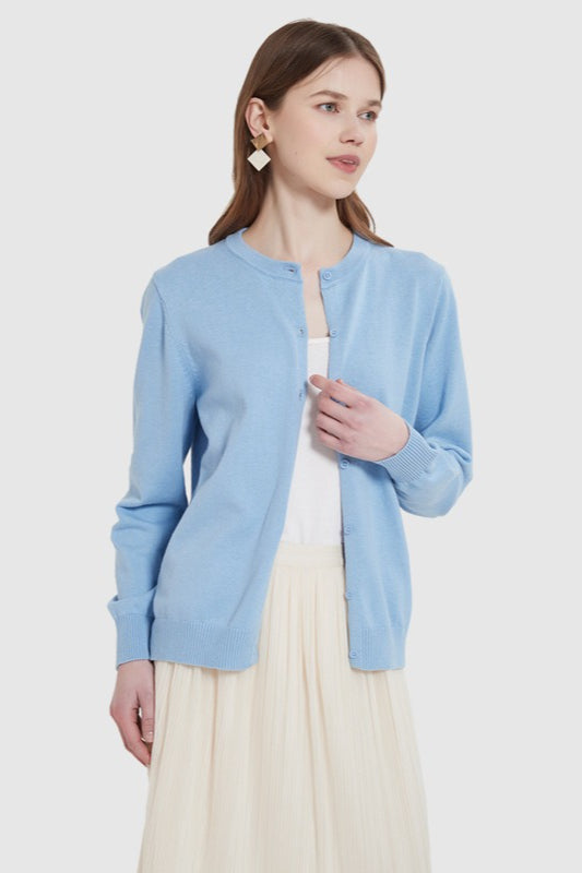 Cotton Crew-Neck Lightweight Knit Outerwear Cardigan image 10