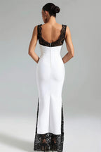 Sexy V Neck Lace Splice Maxi Dress image 4