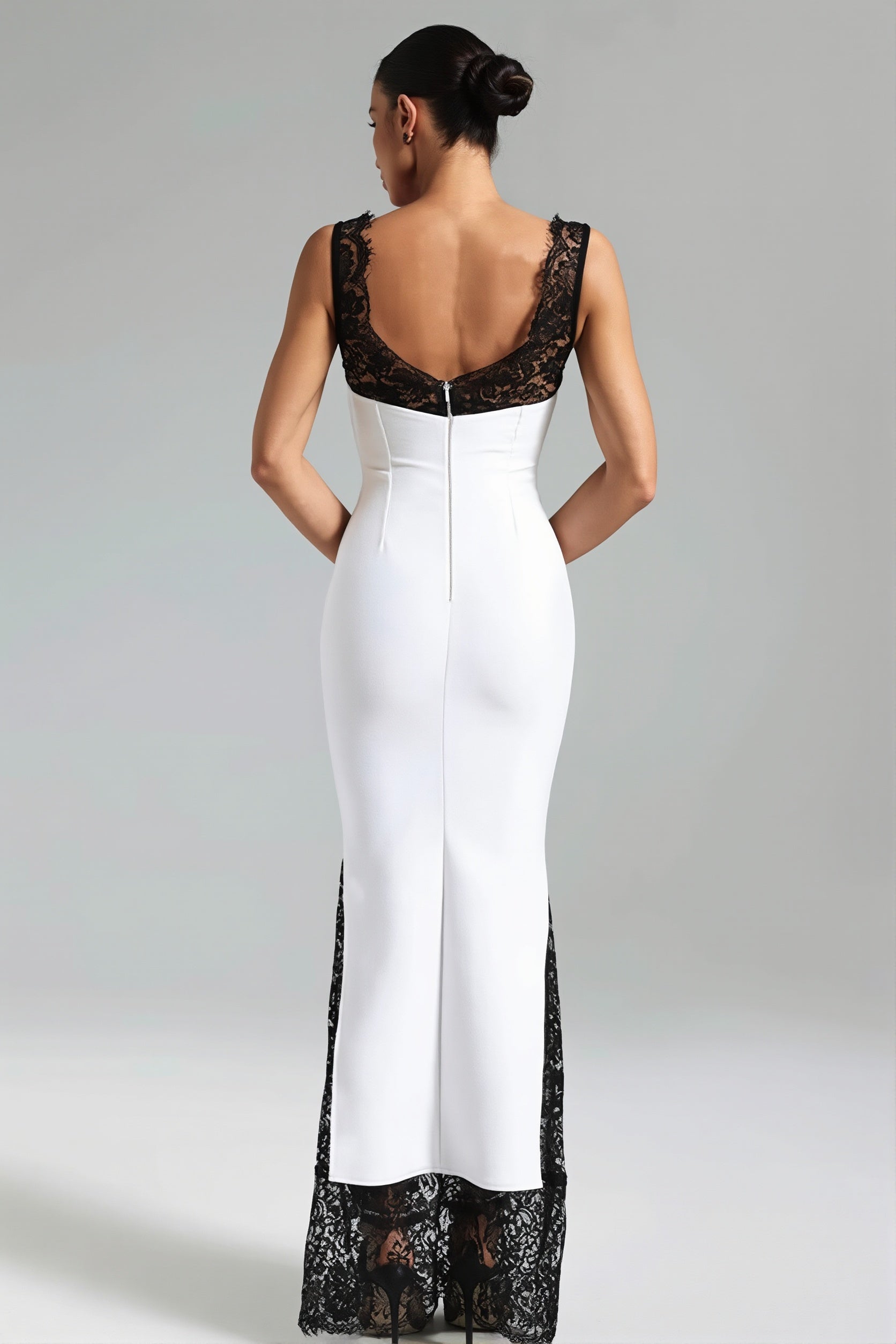 Sexy V Neck Lace Splice Maxi Dress image 4