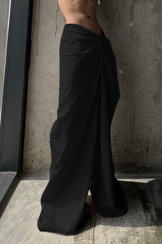 Asymmetrical Twist Solid Wide Leg Pants image 8