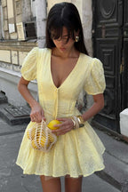 Puff Sleeve Hollow Out Boho Dress image 2
