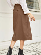 Celine Slit Midi Skirt detail view styled for Avrienne