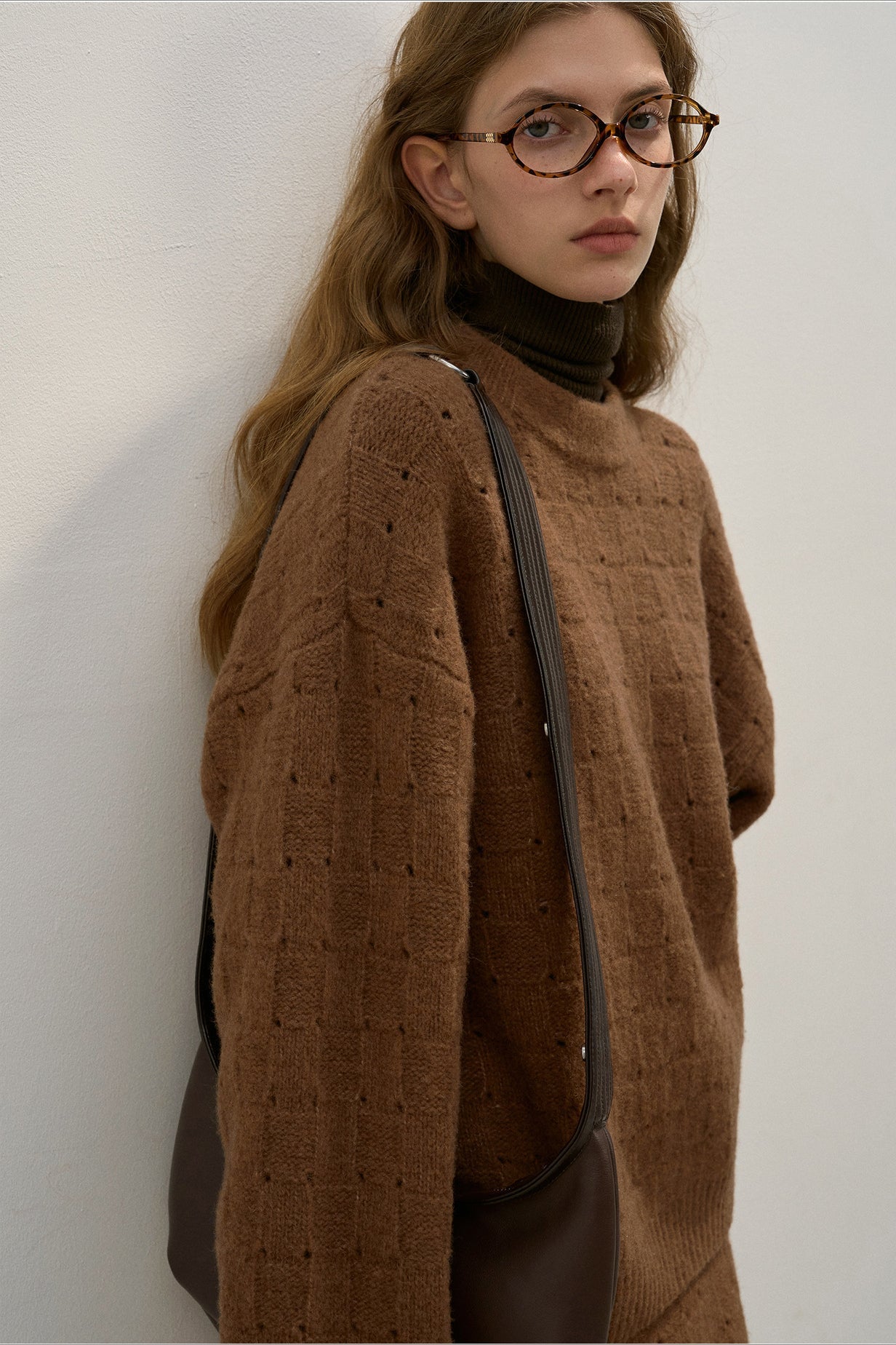 Loose Fit Crew Neck Wool Blend Knit Sweater image 5