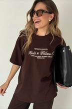 Minimalist Casual Cotton Letter Print Short Sleeve T-shirt image 4