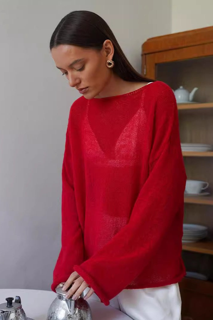 Lightweight See Through Knit Blouse image 11