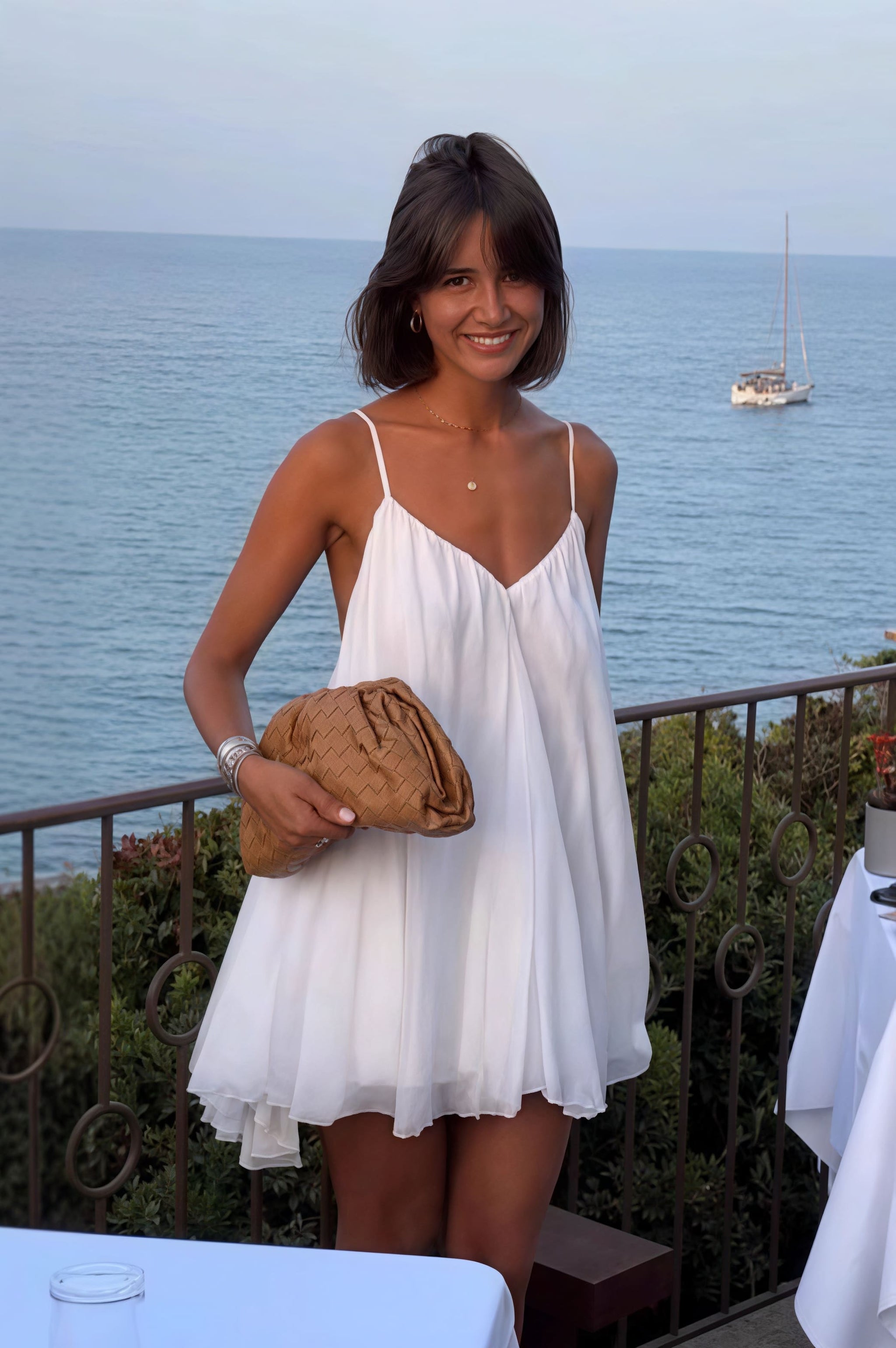 Solid Pleated Flowy Cami Mini Dress image 1