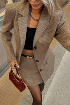 Split Skirt Houndstooth Blazer Two Piece Set image 5