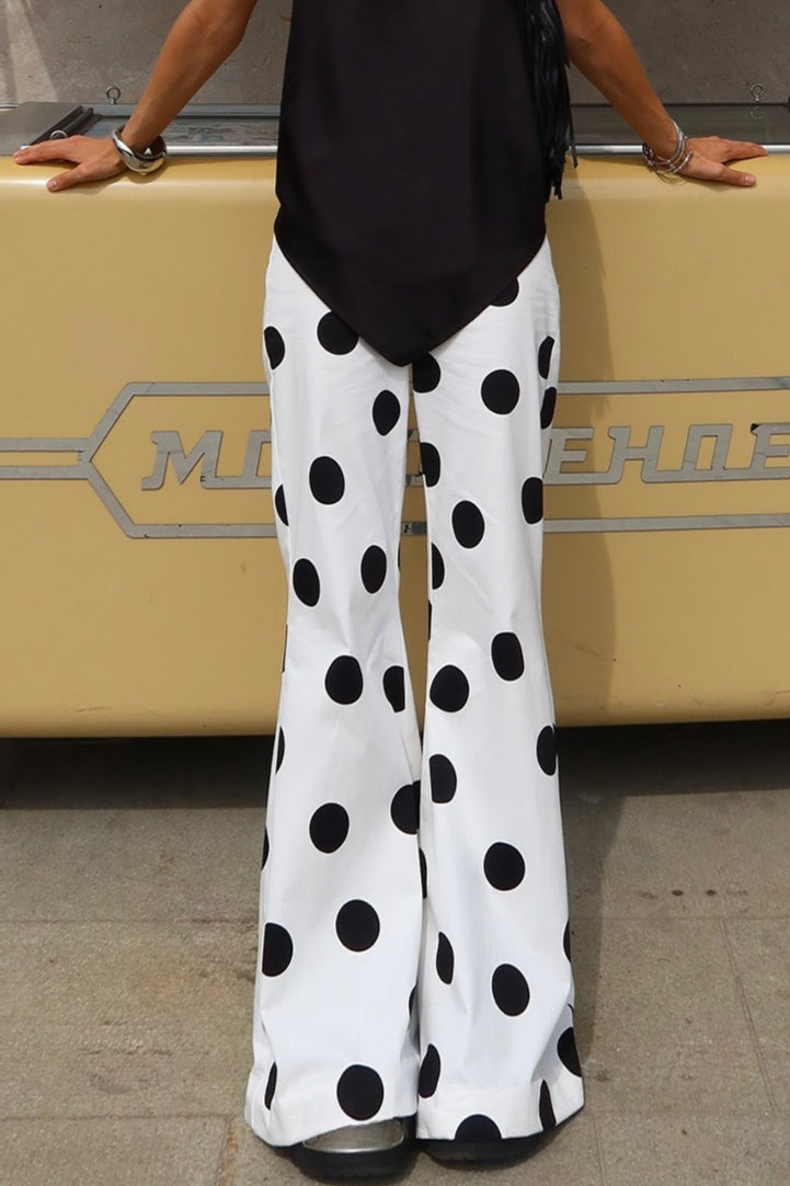 Color Block Polka Dot Flared Pants image 2