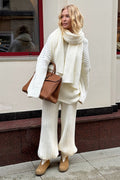 Relaxed Fit V Neck Ribbed Sweater with Pants Two Piece Pants Set image 10