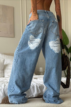 Vintage Heart Ripped Wide-Leg Jeans image 4