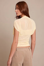 Solid Color Round Neck Mesh Sleeveless Blouse image 3