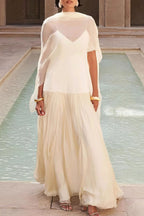 Elegant Solid Flowy Chiffon Cami Maxi Dress image 1