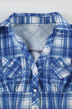 British Plaid Ruffled V Neck Puff Sleeve Blouse image 7