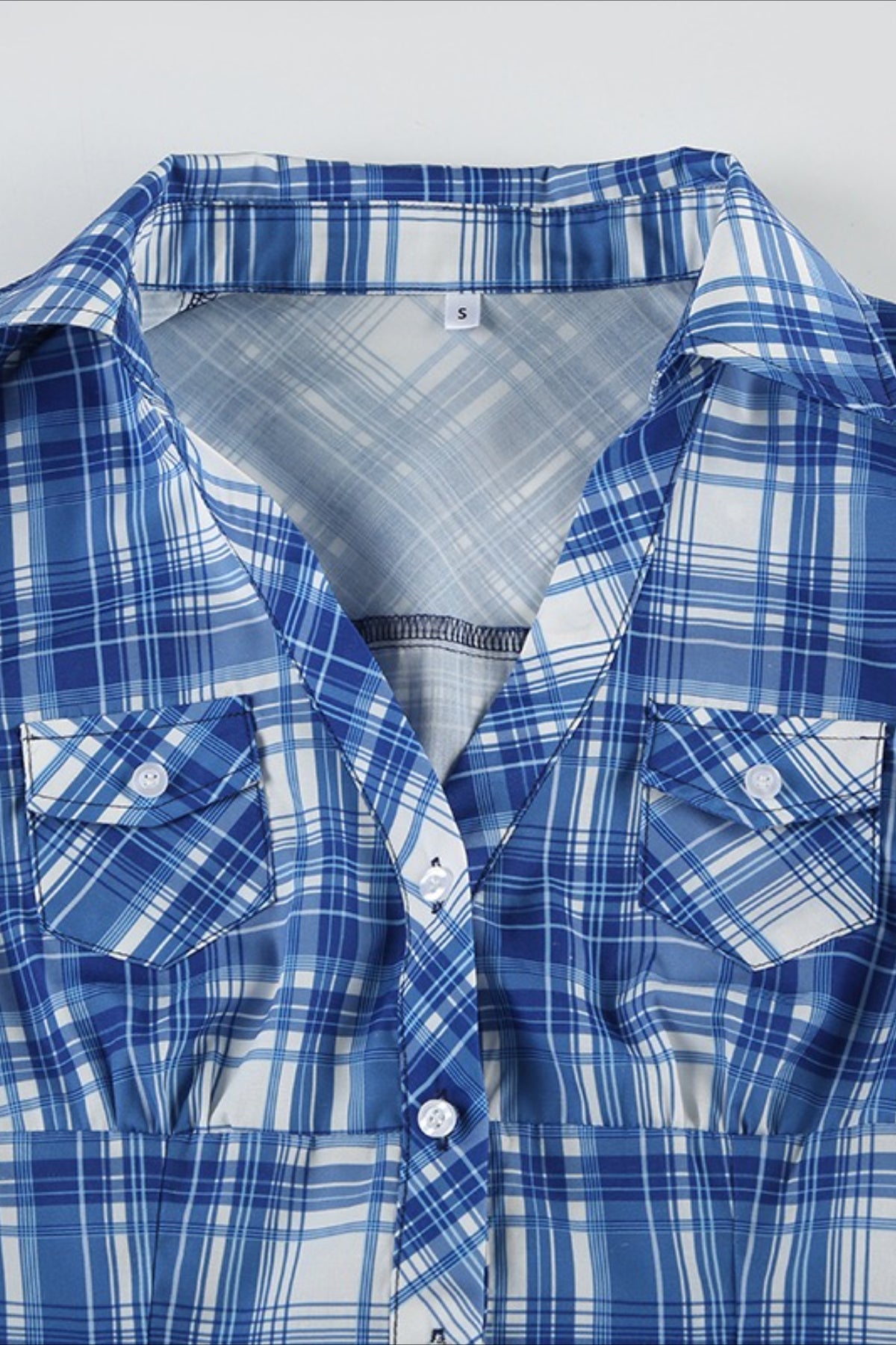 British Plaid Ruffled V Neck Puff Sleeve Blouse image 7