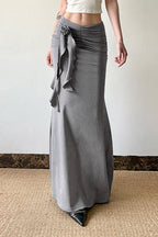 Grey Bodycon Mermaid Maxi Skirt image 2