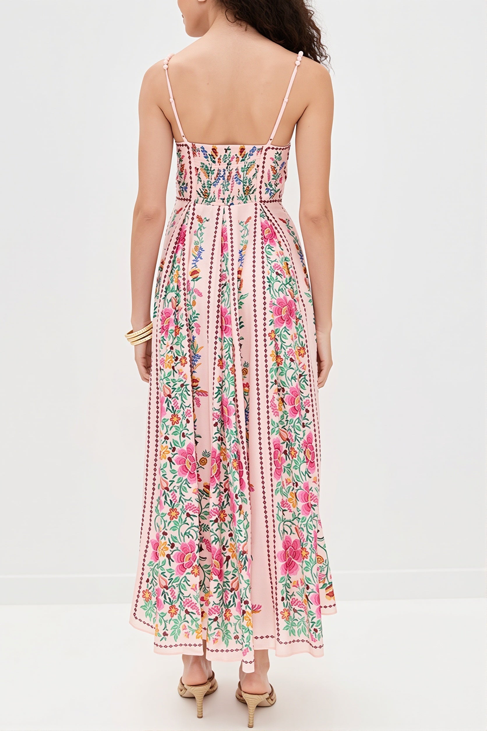 Linen Floral Spaghetti Long Boho Dress image 4