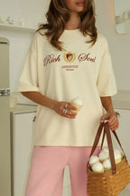 Minimalist Casual Fresh Print Cotton Short Sleeve T-shirt image 4