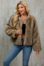 Plush Short Fur Open Cardigan Coat image 12