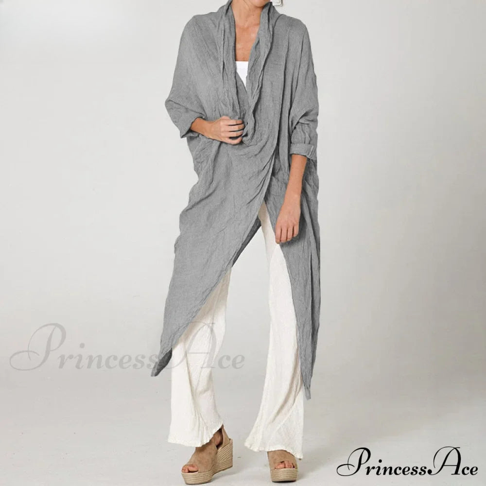 Solid Asymmetrical Cowl Neck Blouse image 6