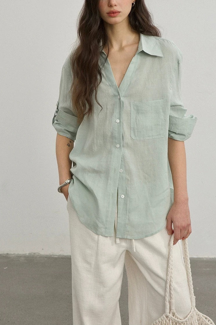 Minimalist Casual Vibe Linen Loose-fit Blouse image 6