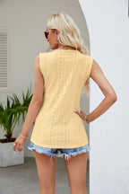 Maelle Eyelet Tank detail view styled for Avrienne