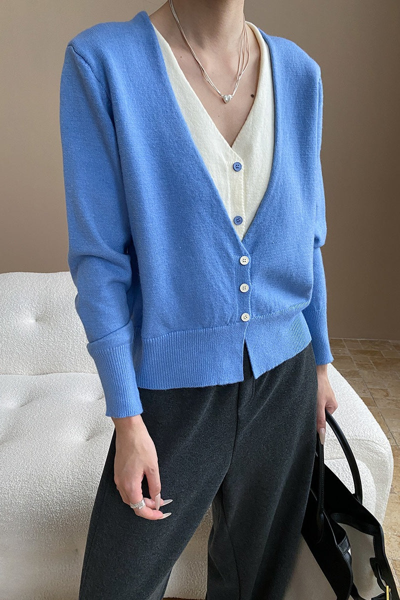 Two-Tone V-Neck Cardigan image 16