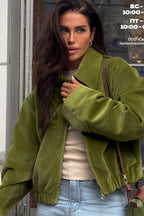 Oversized Velvet Baseball Style Jacket image 3