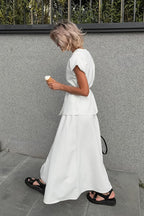 Minimalist Tie Sleeveless Midi A Line Skirt Set image 6