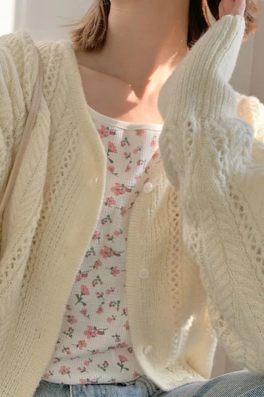 Lightweight Hollow Knit Vest Cardigan image 1
