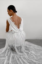 Sexy Solid V Neck Loose Lace Maxi Dress image 7