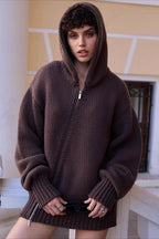 Vintage Asymmetrical Zipper Solid Loose Comfort Sweater image 2
