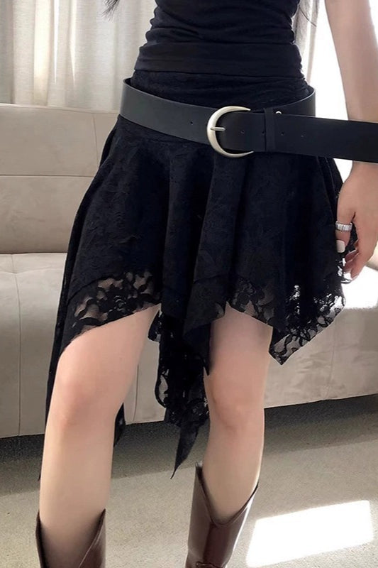 Rose Crochet Unique Asymmetrical Lace Mini Skirt image 6