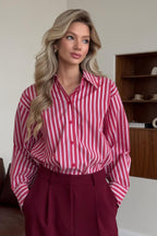 Red Striped Long Sleeve Distinctive British Blouse image 3