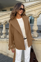 Retro Solid Wool Peak Lapel Tie Waist Coat image 5