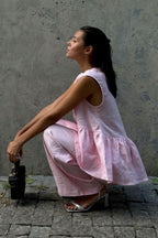 Romantic Cotton V Neck Sleeveless Vest Pants Two Piece Set image 4