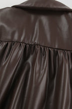 Faux Leather Fleece Collar Jacket image 5