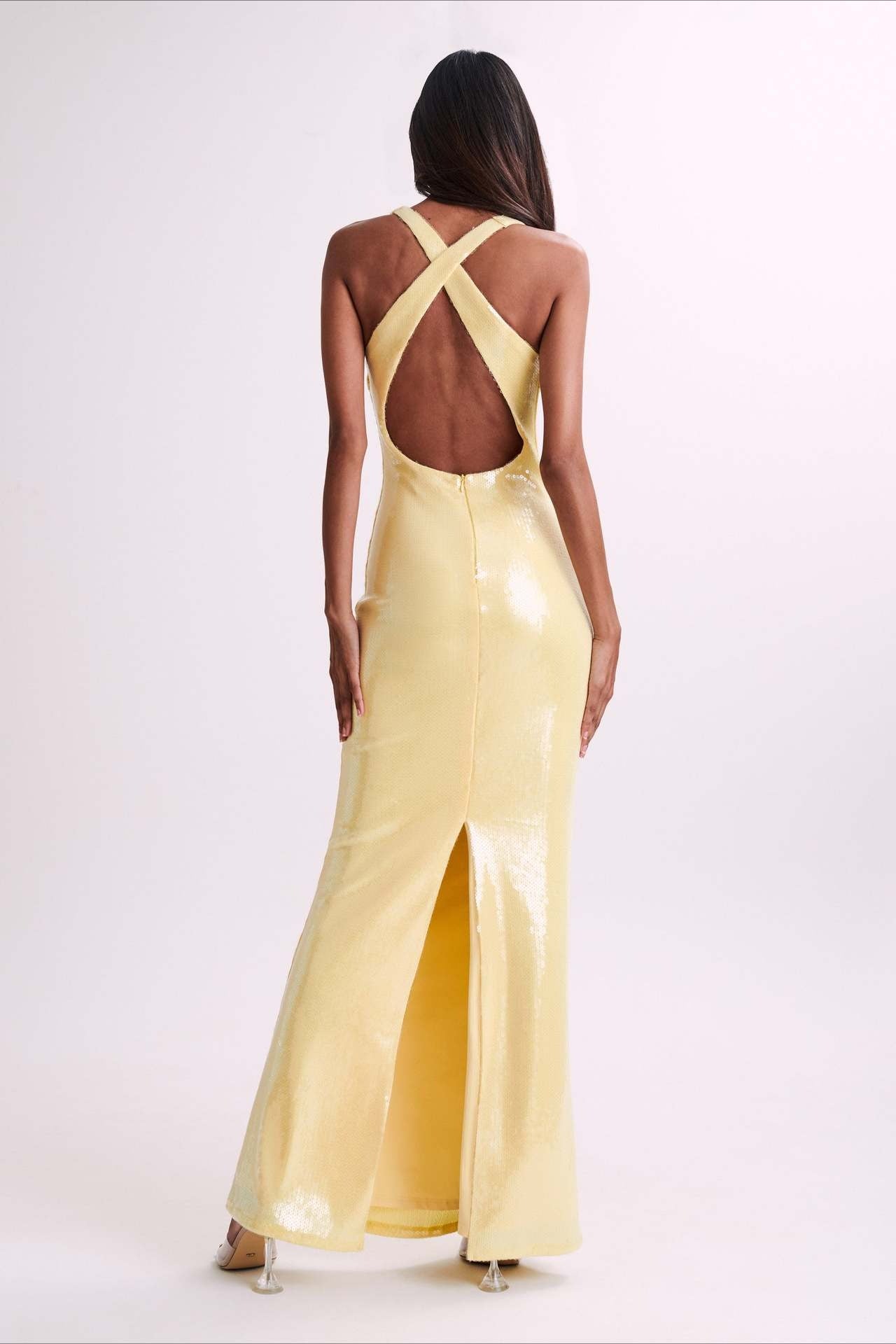 Backless Floral Sequin Maxi Dress image 5