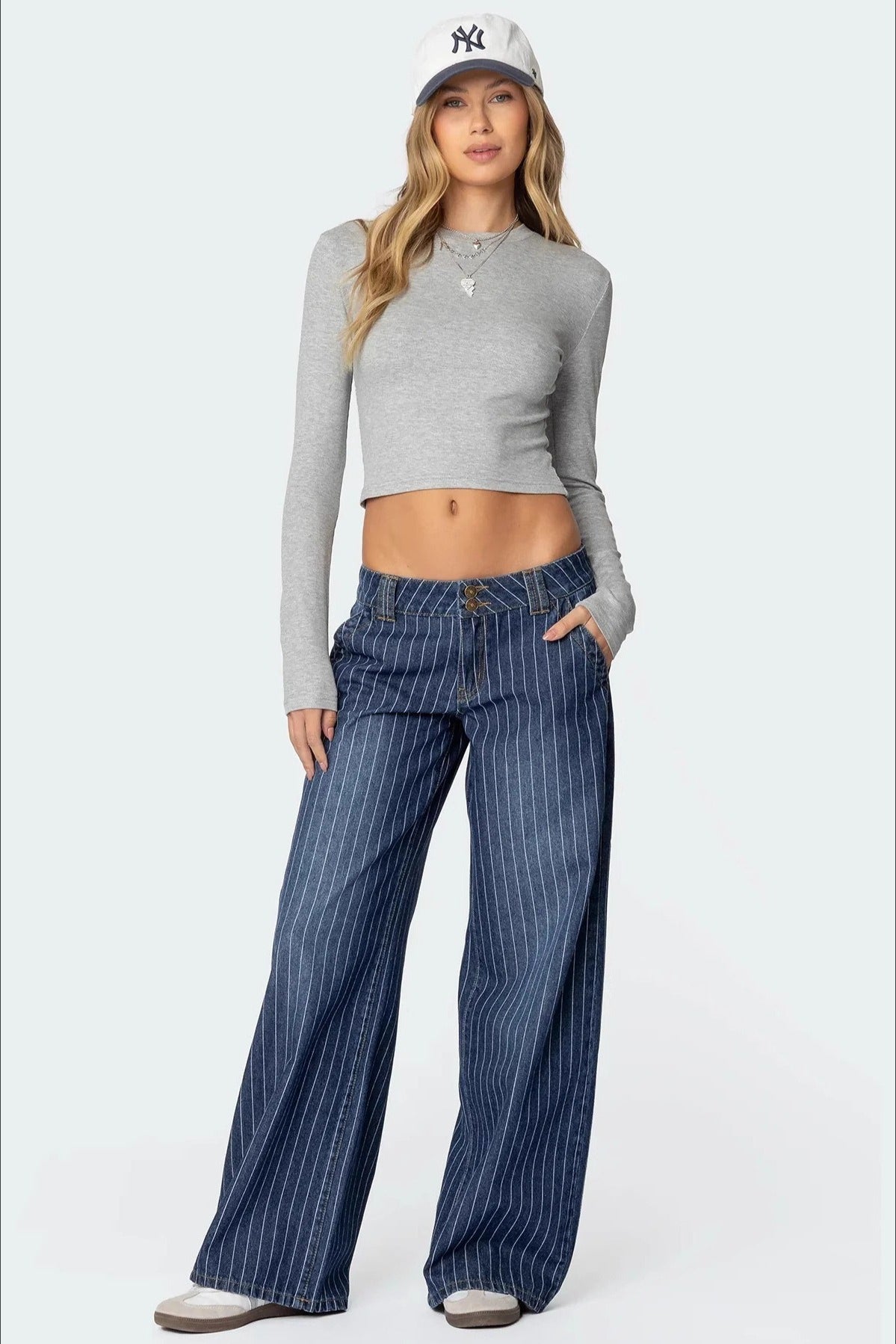 Striped Low Rise Wide Leg Jeans image 2