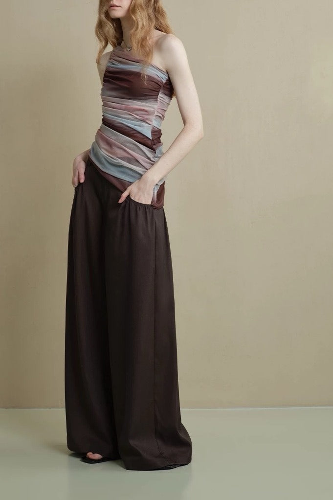 Vintage Soft Ruched Wide-Leg Pants image 3