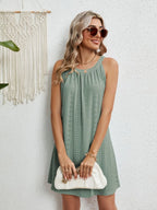 Flora Eyelet Dress detail view styled for Avrienne