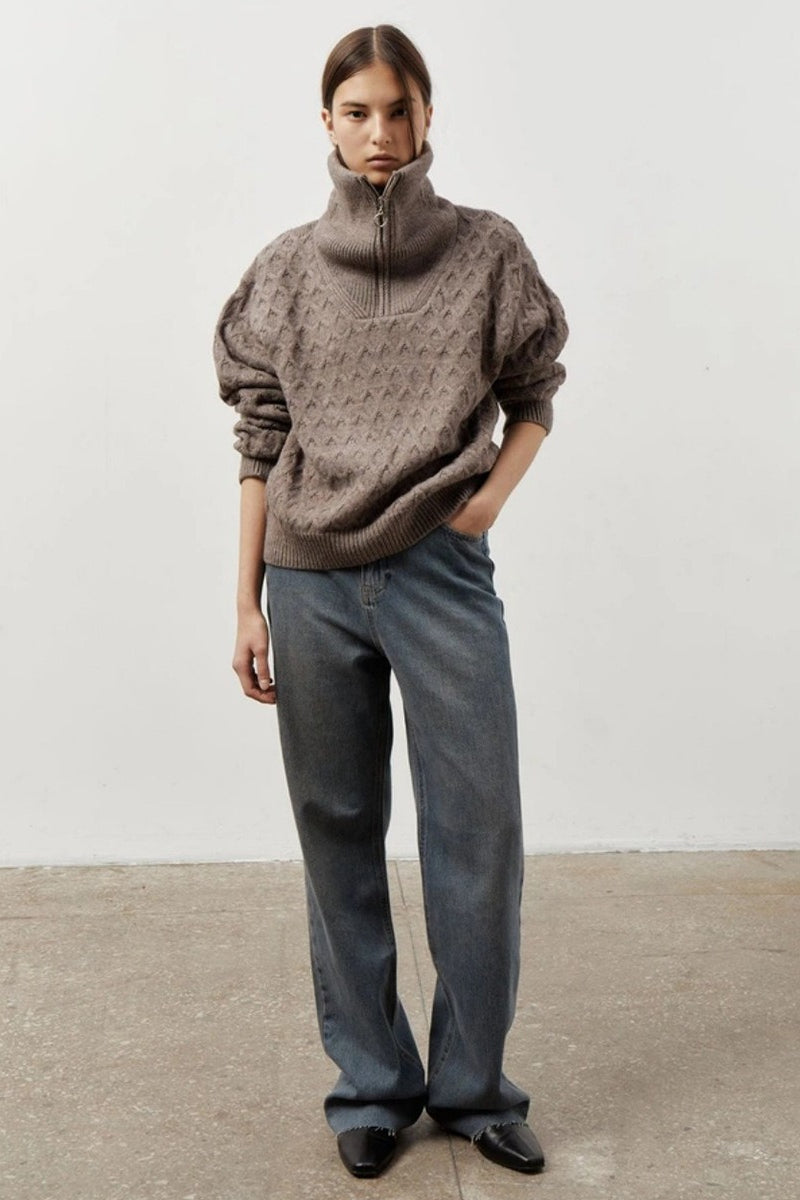 Thick Knit Turtleneck Half-Zip Sweater image 3