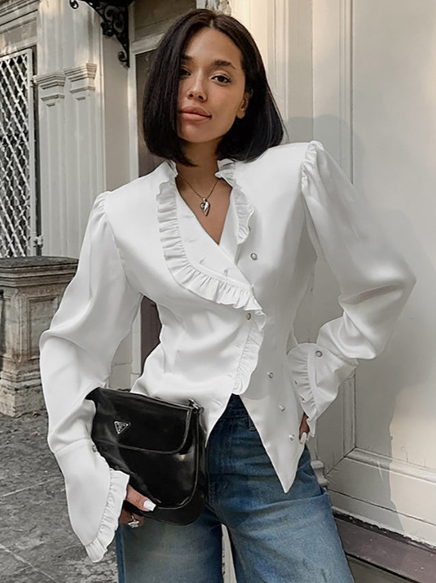 Ruffled Victorian Style Fitted Blouse image 1