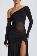 Sheer Pleated Off Shoulder Party Dress image 1