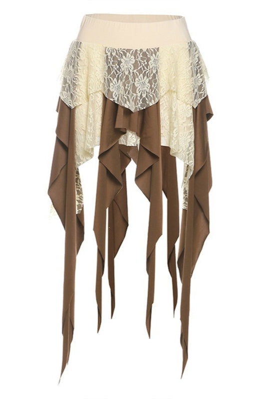 Chic Color Block Drape Tie Asymmetric Skirt image 10