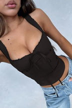 Elegant Sexy Versatile Lace Trim Cami Top image 5