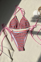 Striped Toweling Sexy Two Piece Swim Set image 1