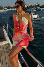 Sexy Printed Cowl Neck One Shoulder Mini Dress image 7