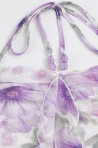 Floral Print Beaded Romantic Halter Top image 7
