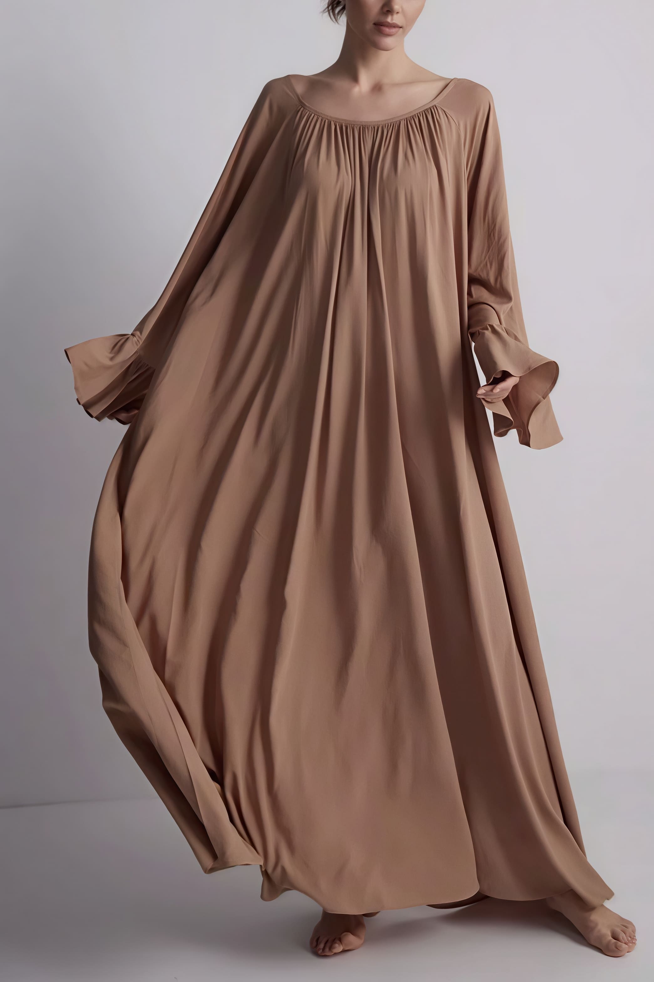 Solid Loose Slouchy Flared Hem Maxi Dress image 11